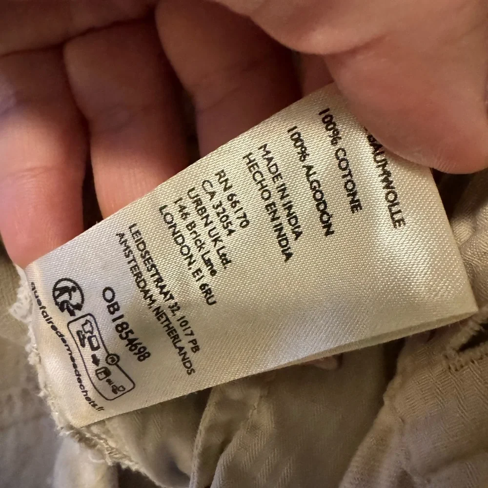 Free People After Love Cuff Pants Khaki Wide Leg Medium Oversized EUC